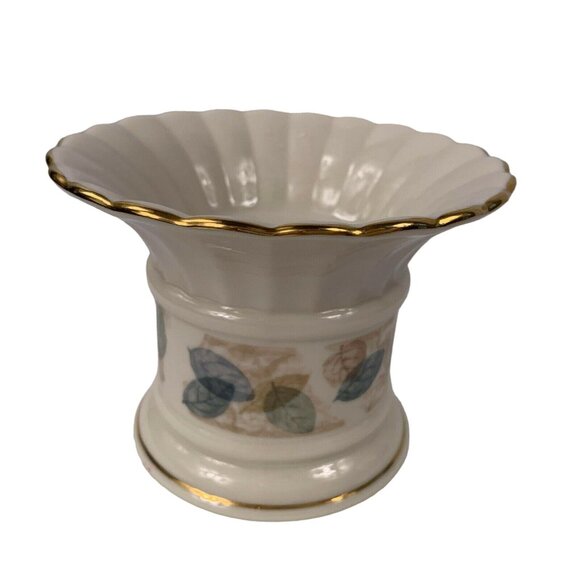 Lenox Natures Impressions Pillar Candle Holder Drifting Leaves USA 3 1/2 Inches - Picture 5 of 10